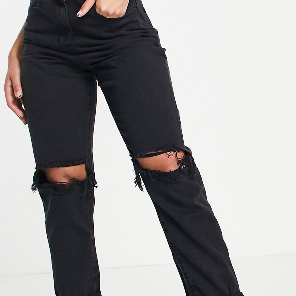 Parisian Ripped Mom jeans in black